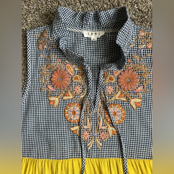 THML checkered gingham babydoll top with tiered bottom size large - Picture 3 of 10